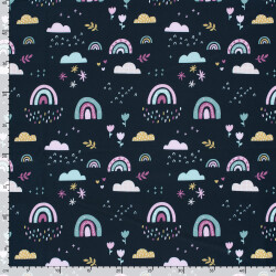 Softshell Digital Blumen und Regenbogen - nachtblau
