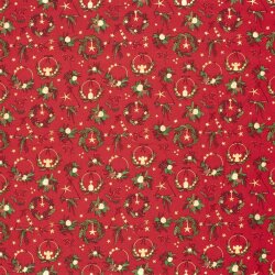Baumwollpopeline Foliendruck Weihnachtsdeko - rot