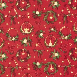 Baumwollpopeline Foliendruck Weihnachtsdeko - rot