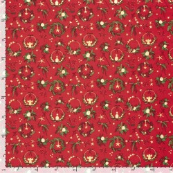 Baumwollpopeline Foliendruck Weihnachtsdeko - rot