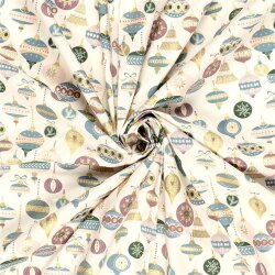 Baumwollpopeline Foliendruck Weihnachtskugeln -...