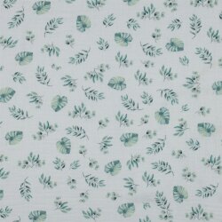 Musselin Organic Digital Safaripflanzen - weiss