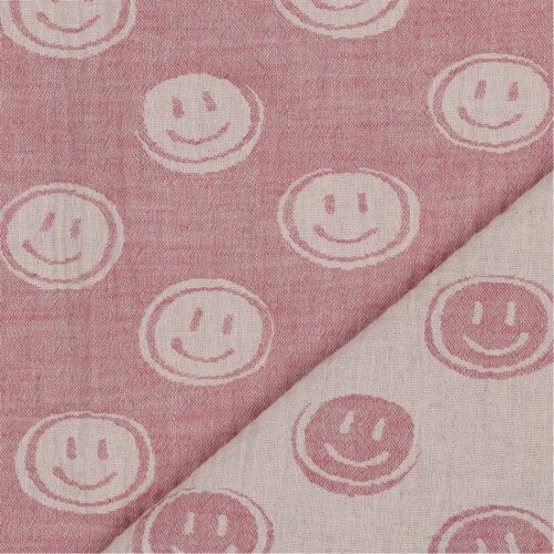 Musselin Smiley 2-Seitig - pink/creme