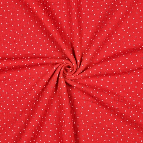 Musselin kleine Punkte - rot
