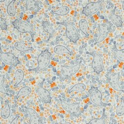 Musselin Digital Paisley - weiss/schattenblau