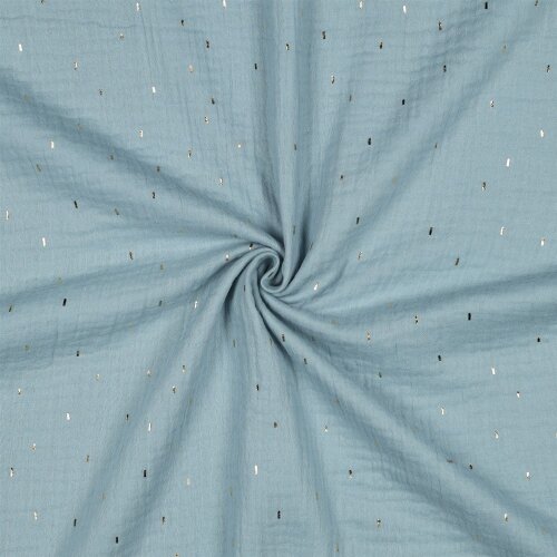 Musselin Gold Striche - cyanblau