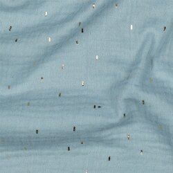 Musselin Gold Striche - cyanblau