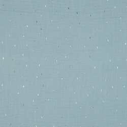 Musselin Gold Striche - cyanblau