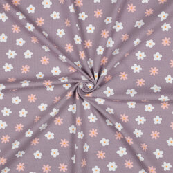 Baumwolljersey Bio~Organic Blumen - softlavendel