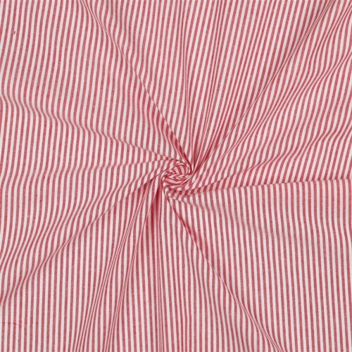 Baumwollpopeline Streifen 3mm, garngefärbt - rot