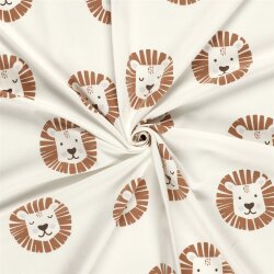 Baumwolljersey Löwenköpfe - cremeweiss