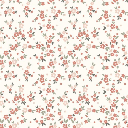Baumwolljersey kleiner Blumenregen - creme