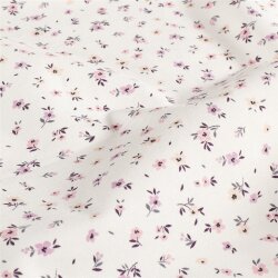 Baumwolljersey rosa Blümchenregen - cremeweiss