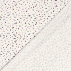 Baumwolljersey rosa Blümchenregen - cremeweiss
