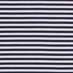 Baumwolljersey Streifen 10mm - dunkelblau/weiss
