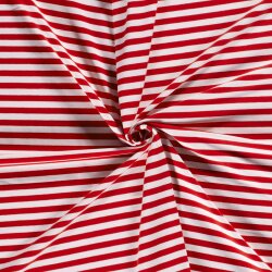 Baumwolljersey Streifen 10mm - rot/weiss