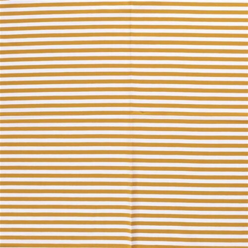 Baumwolljersey Streifen 10mm - senf/weiss