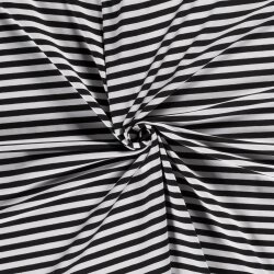 Baumwolljersey Streifen 10mm - schwarz/weiss