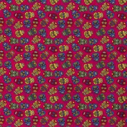 Baumwollpopeline Alberne Bunte Totenköpfe pink