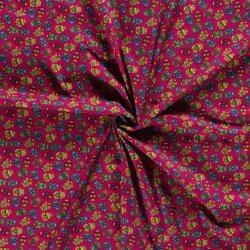 Baumwollpopeline Alberne Bunte Totenköpfe pink