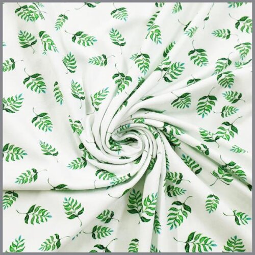 Baumwolljersey Digital Blätter - creme