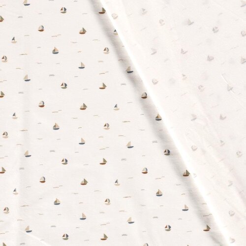 Baumwolljersey kleine Segelboote - creme