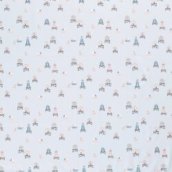 Baumwolljersey  maritime Häuser softmint