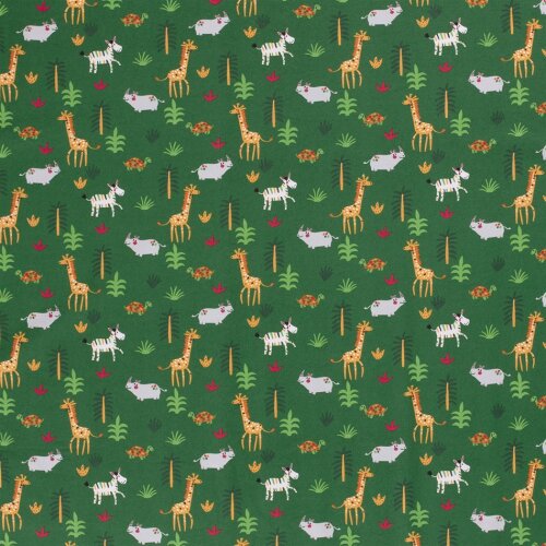 Baumwolljersey bunte Konfetti Safari - grün