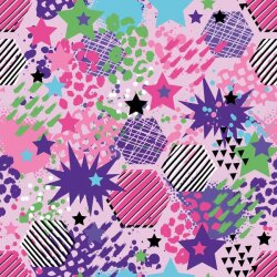 French Terry wilde Waben und Sterne - hellpink
