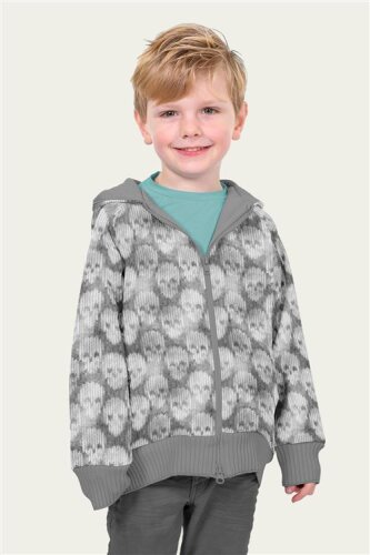 Softshell Digital gestrickte Totenköpfe - stahlgrau