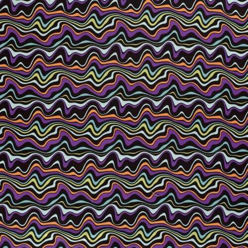 Alpenfleece wilde bunte Linien - schwarz