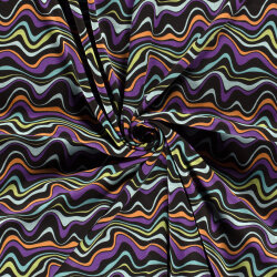 Alpenfleece wilde bunte Linien - schwarz