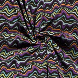 Alpenfleece wilde bunte Linien - schwarz