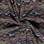 Alpenfleece wilde bunte Linien - schwarz