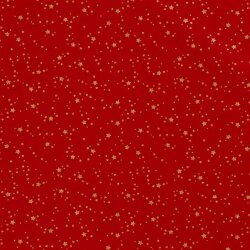 Baumwollpopeline Foliendruck Sternenhimmel - rot