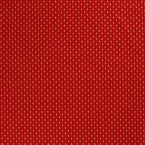 Baumwollpopeline Foliendruck kleine Weihnachtsbäume - rot