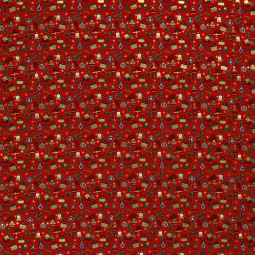 Baumwollpopeline Foliendruck Weihnachtsgeschenke - rot