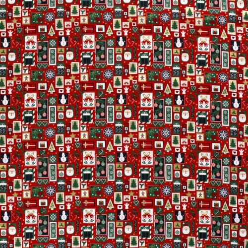 Baumwollpopeline Adventspatchwork - rot