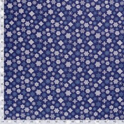 Baumwollpopeline Schneeflocken - blau/weiss