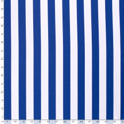 Modestoff Dekostoff breite Blockstreifen - weiss/blau