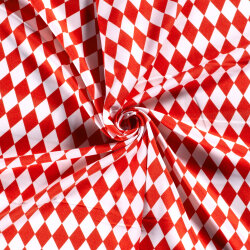 Modestoff Dekostoff Rauten - weiss/rot