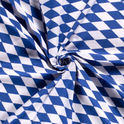 Modestoff Dekostoff grosse Rauten - weiss/blau