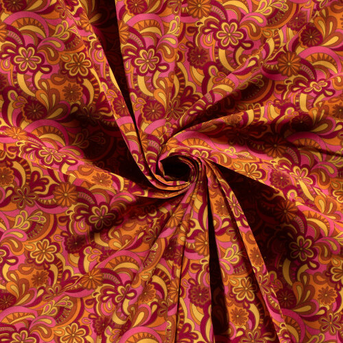 Modestoff Dekostoff Paisley Blumen - orange