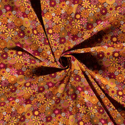 Modestoff Dekostoff Hippie Blumen - orange