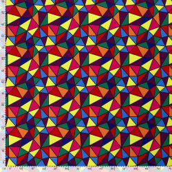 Modestoff Dekostoff buntes Dreieckmosaik - schwarz