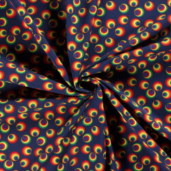 Modestoff Dekostoff Regenbogenkreise - blau