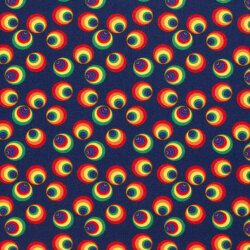 Modestoff Dekostoff Regenbogenkreise - blau