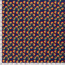 Modestoff Dekostoff Regenbogenkreise - blau