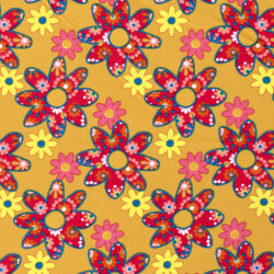 Modestoff Dekostoff 70er Blumen - orange