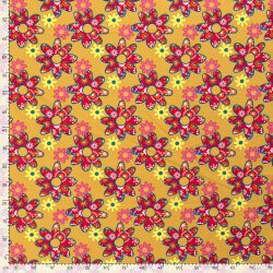 Modestoff Dekostoff 70er Blumen - orange